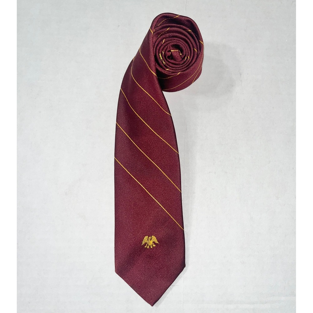 Givenchy Gentlemen Paris Silk Blend Tie Burgundy Gold Stripe Eagle Crest Vintage